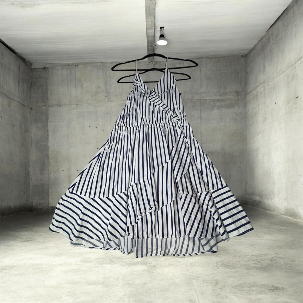 Express Navy and White Striped Dress